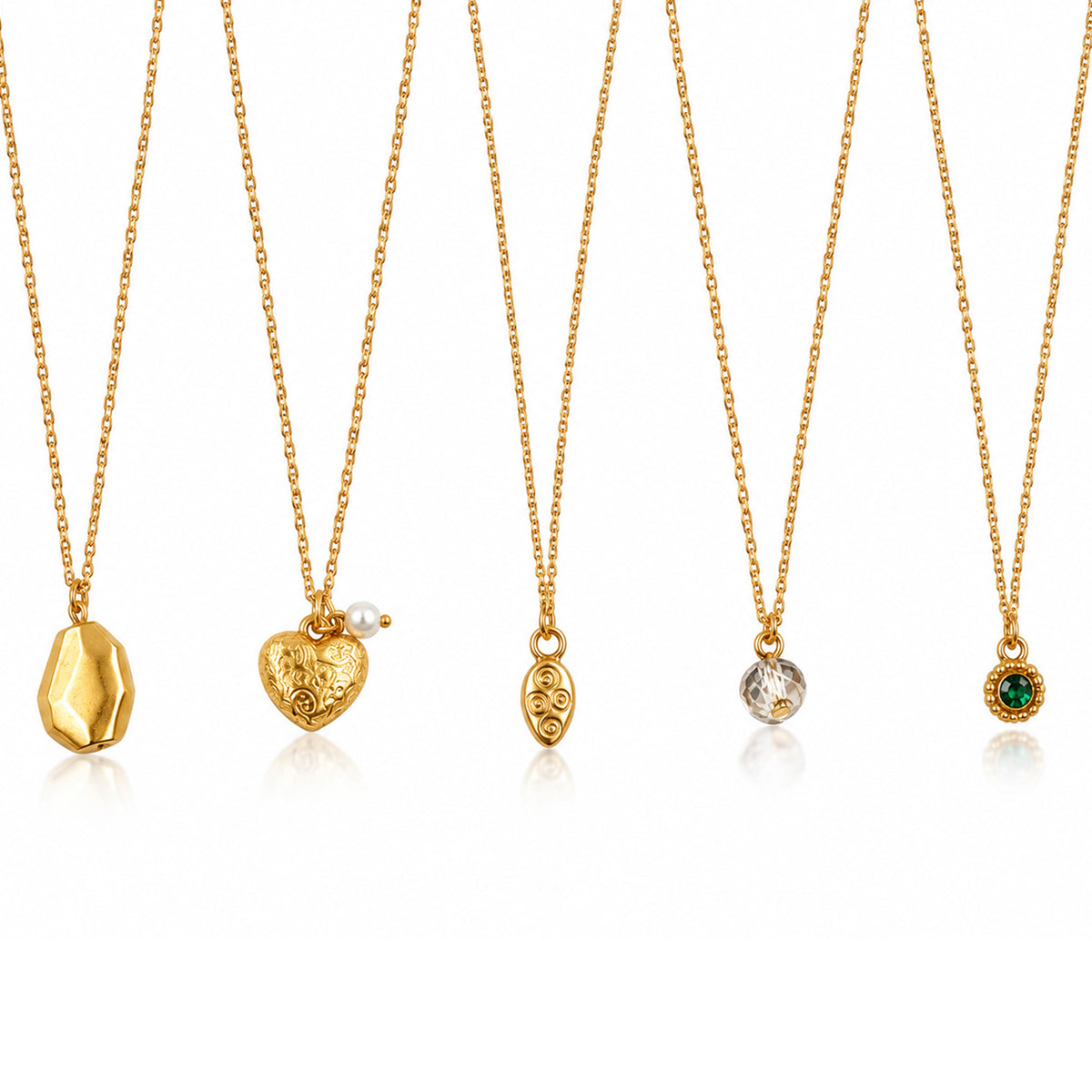 Masfaa Women's 5 Piece Assorted Pendant Necklace Set with Delicate Chains