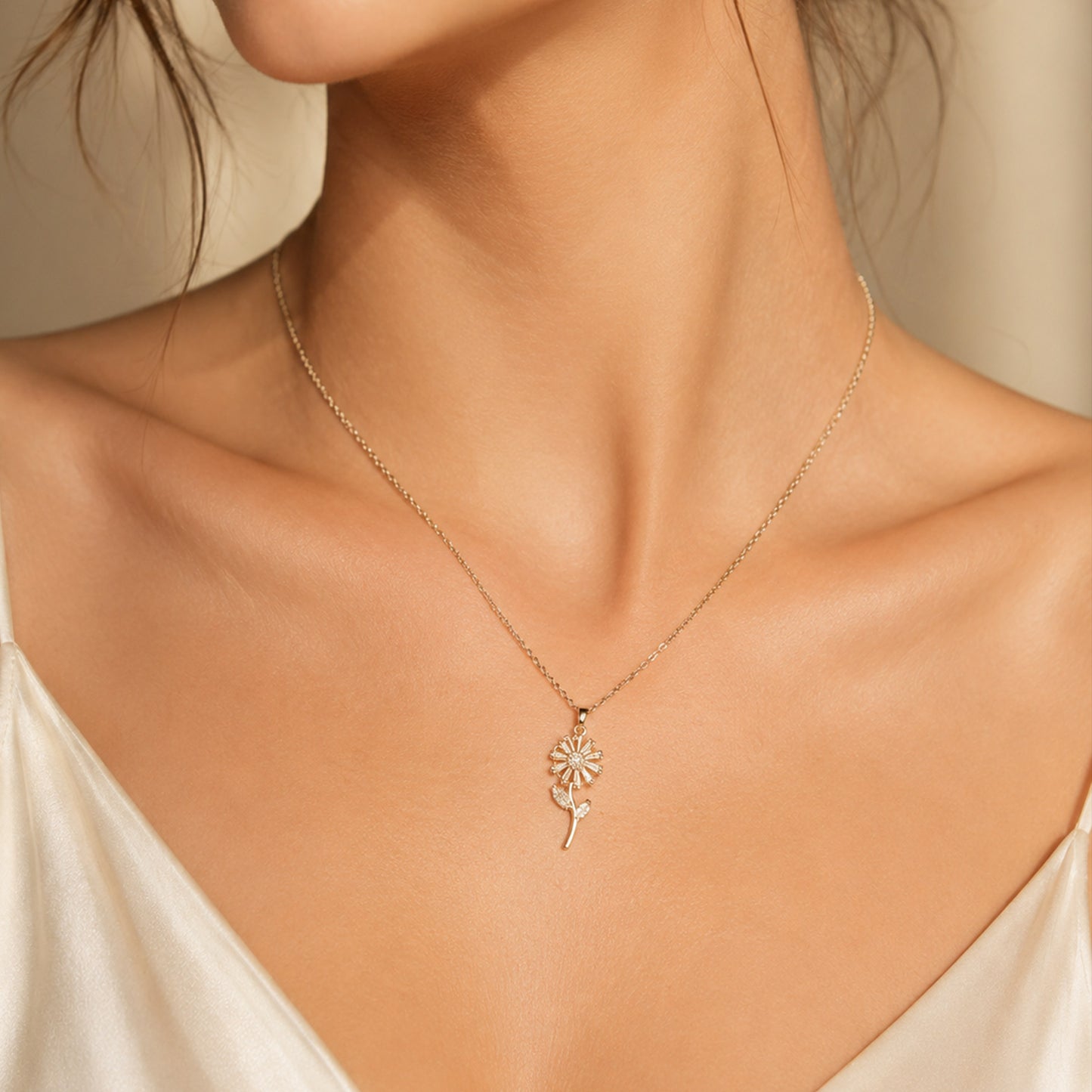 Gold Plated Floral Pendant Necklace