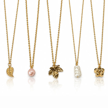 Masfaa Women's 5 Piece Assorted Nature Pendant Necklace Set with Delicate Chains