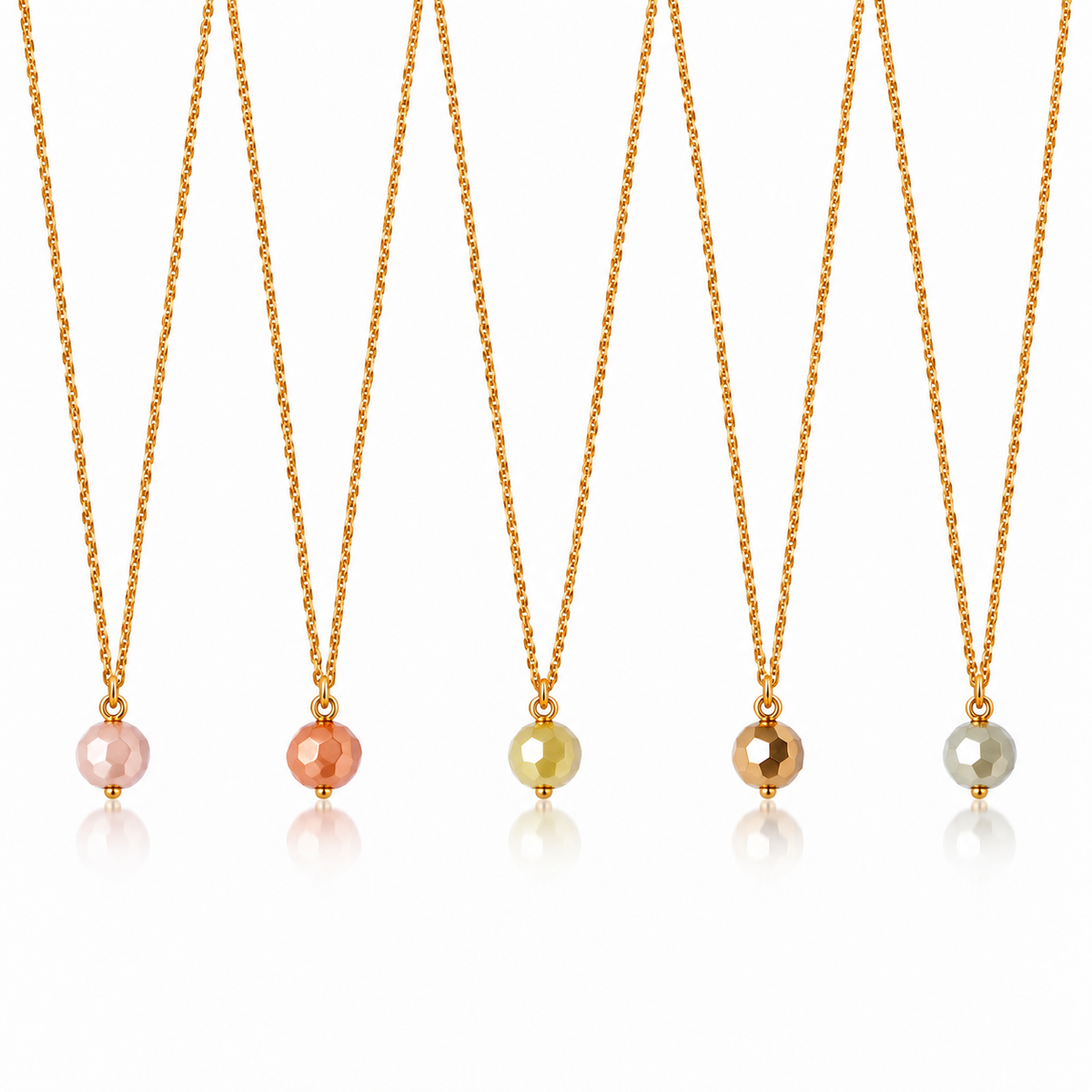 Masfaa Women's 5 Piece Faceted Bead Pendant Necklace Set with Delicate Chains