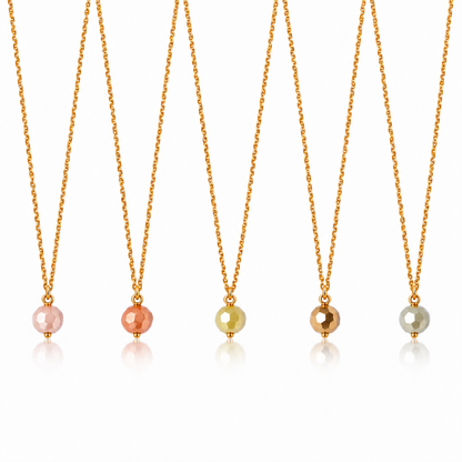 Masfaa Women's 5 Piece Faceted Bead Pendant Necklace Set with Delicate Chains