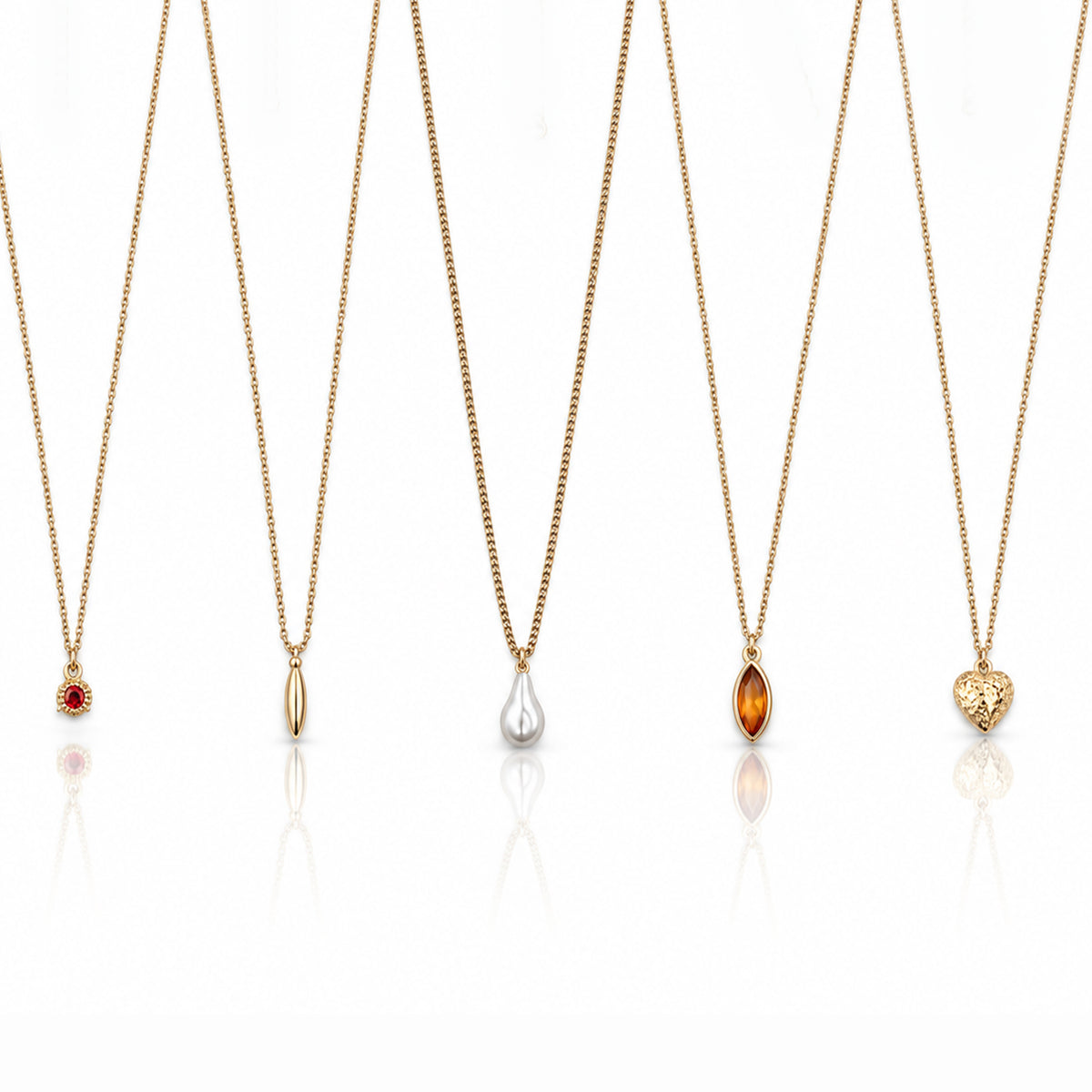 Masfaa Women's 5 Piece Assorted Pendant Necklace Set with Delicate Chains