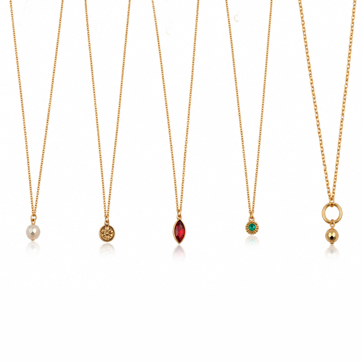 Masfaa Women's 5 Piece Assorted Pendant Necklace Set with Delicate Chains