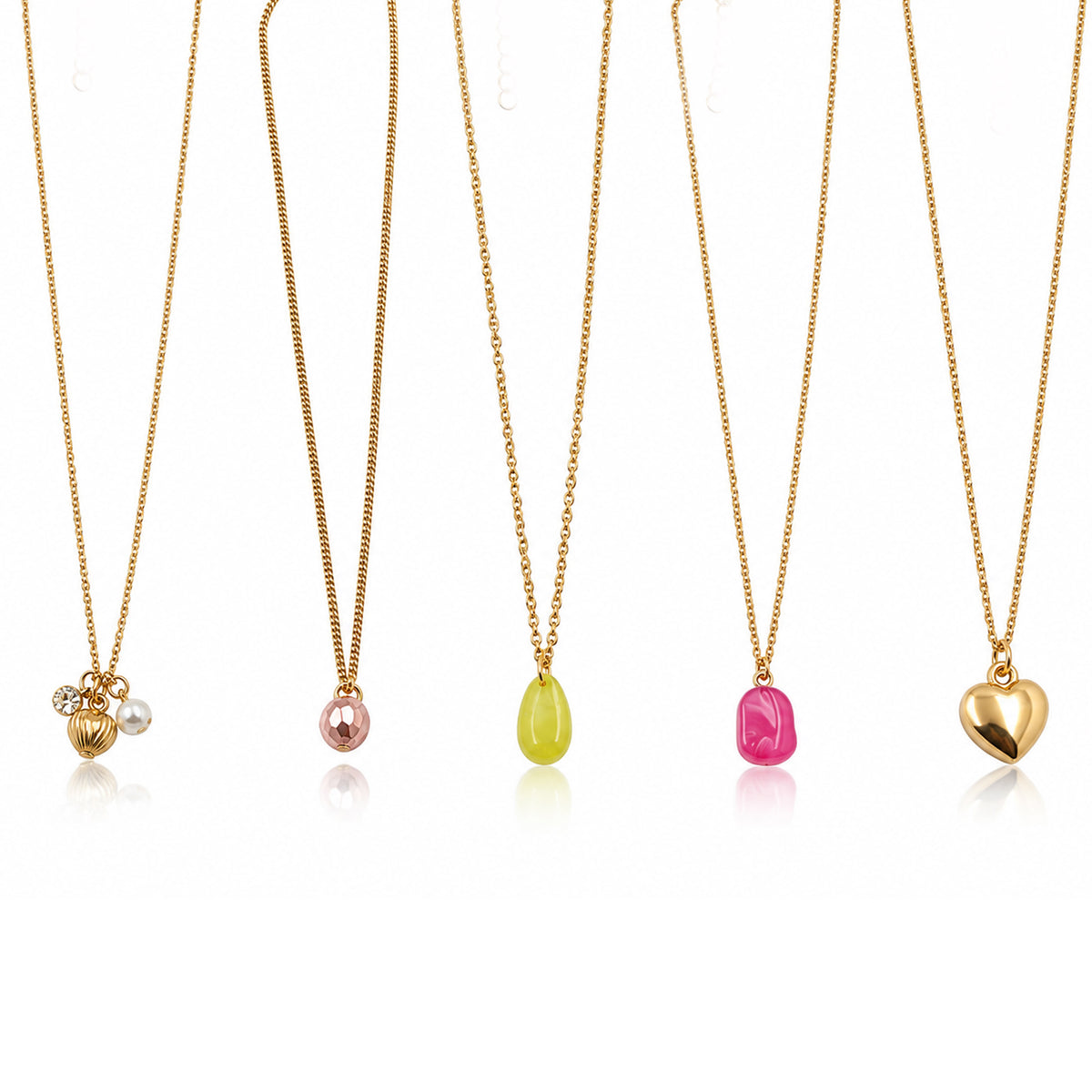 Masfaa Women's 5 Piece Assorted Pendant Necklace Set with Delicate Chains