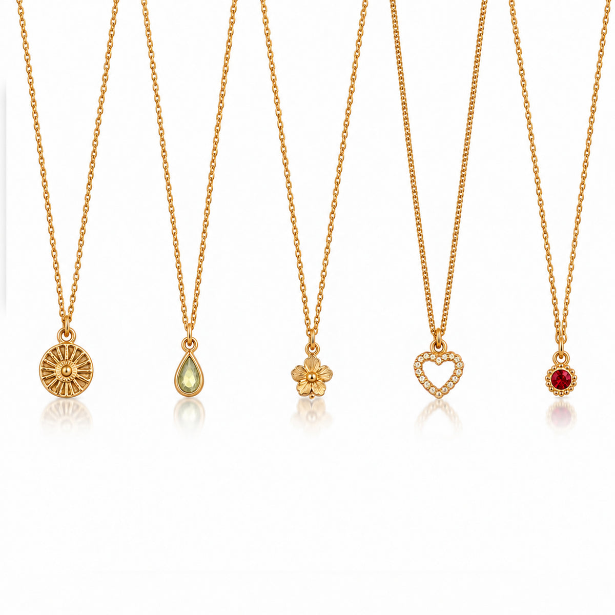 Masfaa Women's 5 Piece Assorted Pendant Necklace Set with Delicate Chains