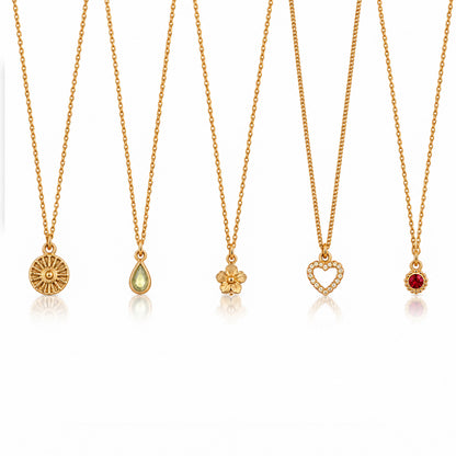 Masfaa Women's 5 Piece Assorted Pendant Necklace Set with Delicate Chains
