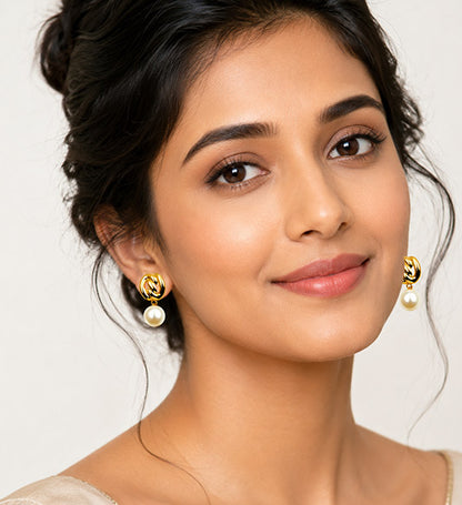 Gold Pearl Drop Earrings