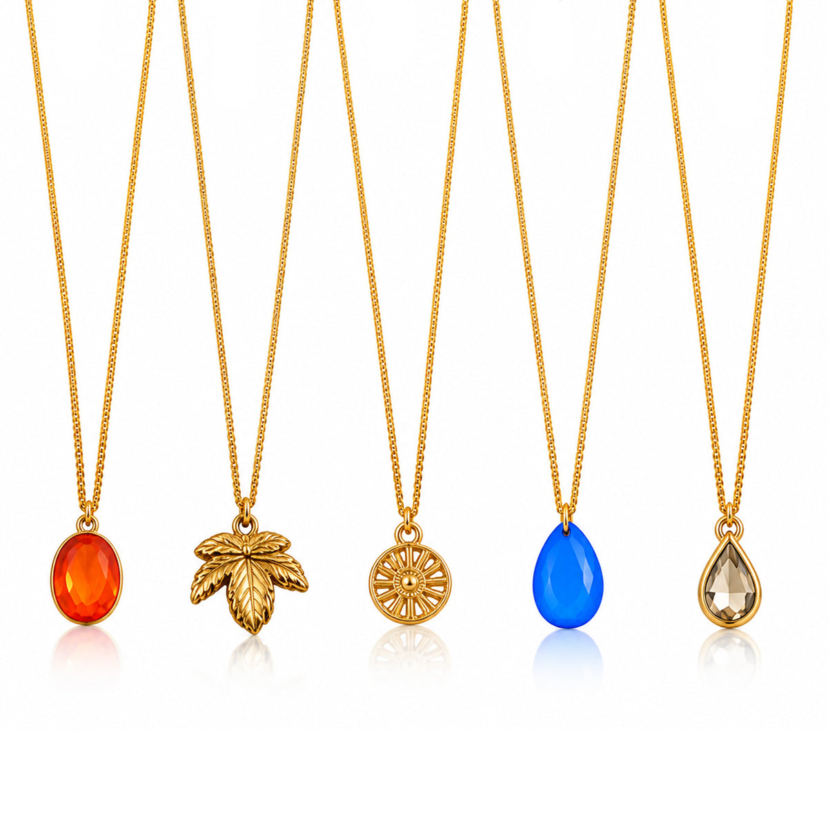 Masfaa Women's 5 Piece Assorted Pendant Necklace Set with Delicate Chains