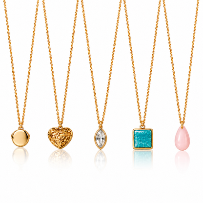 Masfaa Women's 5 Piece Assorted Pendant Necklace Set with Delicate Chains