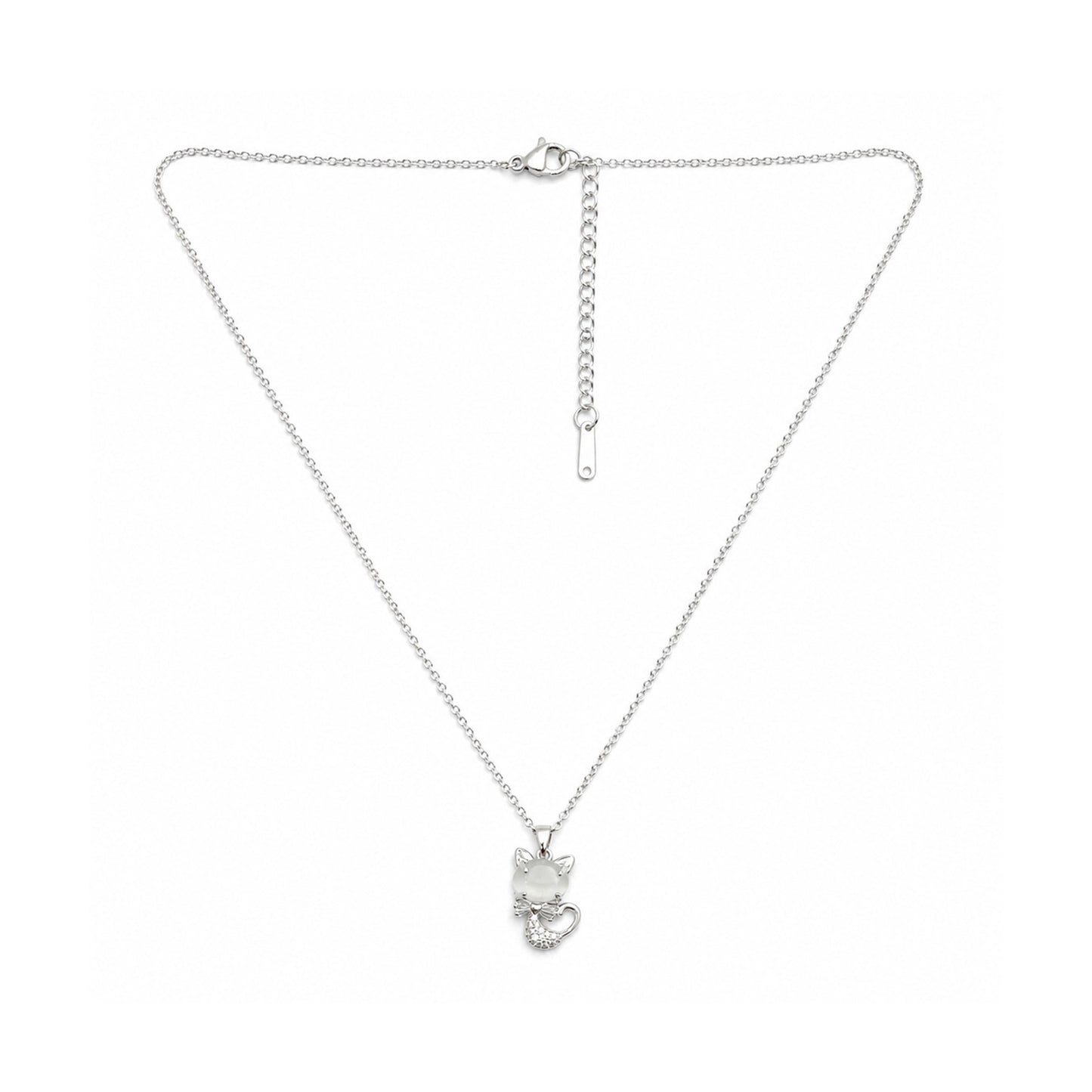 Silver Plated Cat Pendant Necklace
