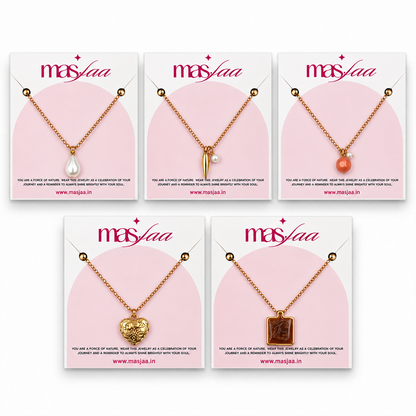 Masfaa Women's 5 Piece Assorted Pendant Necklace Set with Delicate Chains