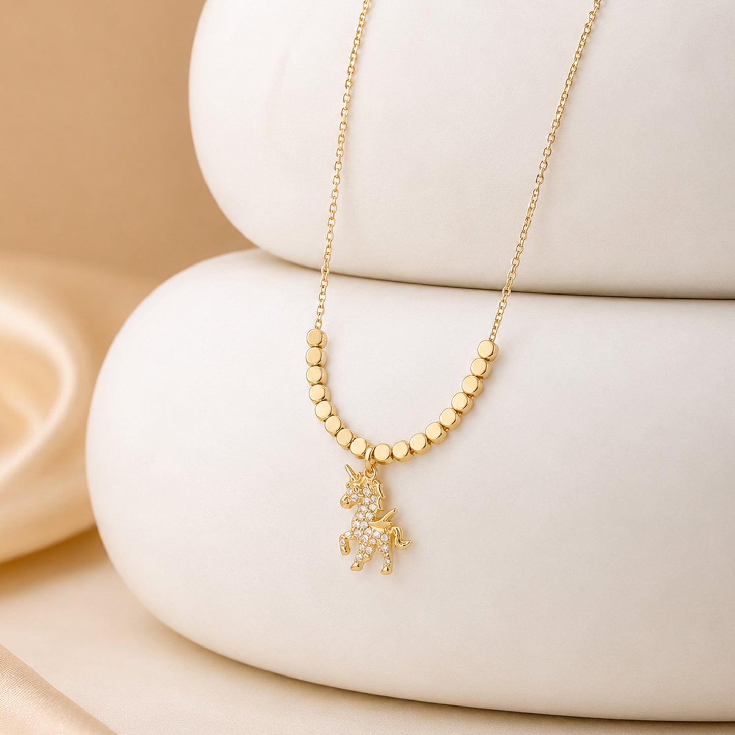 Gold Crystal Unicorn Pendant Necklace