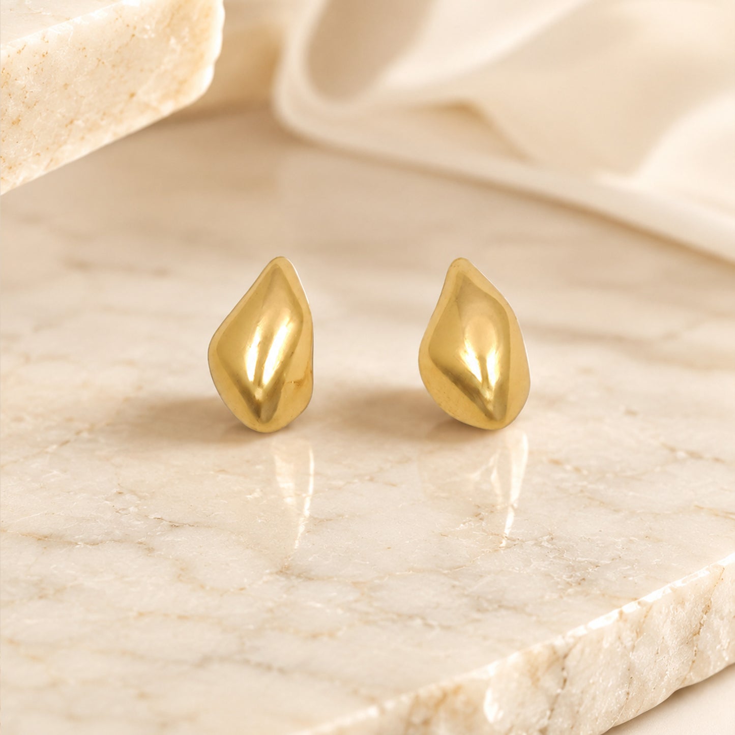 Gold Teardrop Stud Earrings