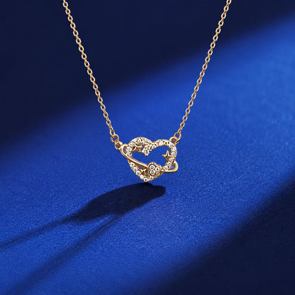 Rose Gold Crystal Heart Pendant Necklace