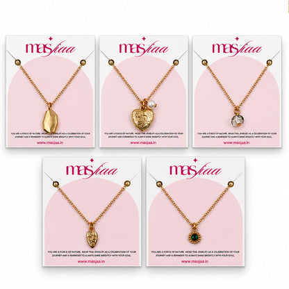 Masfaa Women's 5 Piece Assorted Pendant Necklace Set with Delicate Chains