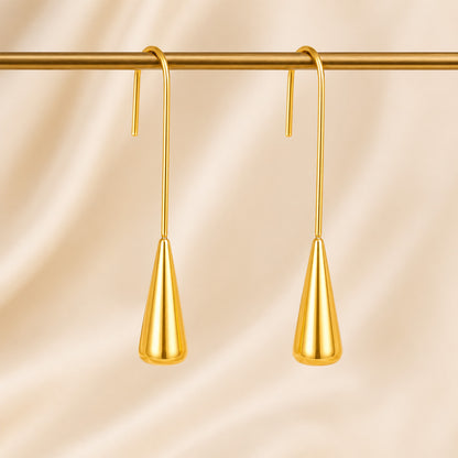 Gold Cone Drop Threader Earrings