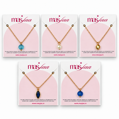 Masfaa Women's 5 Piece Assorted Bead Pendant Necklace Set with Delicate Chains