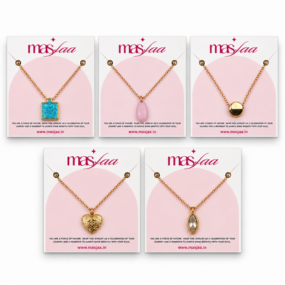 Masfaa Women's 5 Piece Assorted Pendant Necklace Set with Delicate Chains