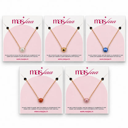 Masfaa Women's 5 Piece Faceted Bead Pendant Necklace Set with Delicate Chains