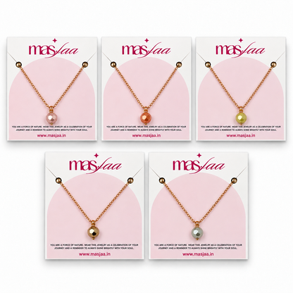Masfaa Women's 5 Piece Faceted Bead Pendant Necklace Set with Delicate Chains