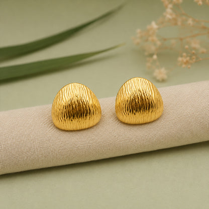 Gold Textured Dome Stud Earrings