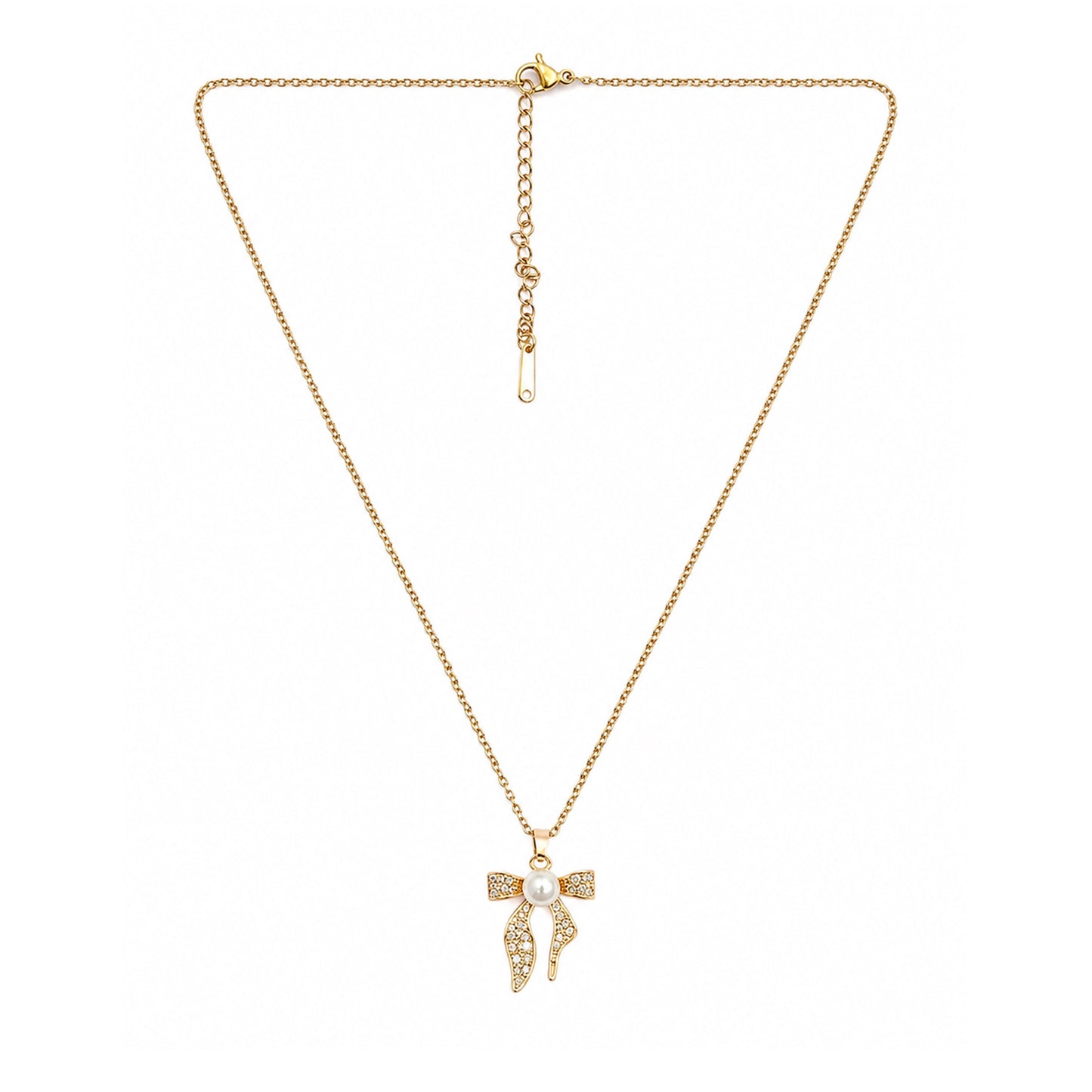 Gold Plated Bow Pendant Necklace