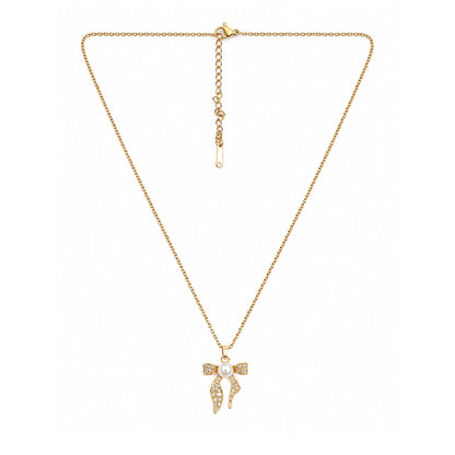 Gold Plated Bow Pendant Necklace