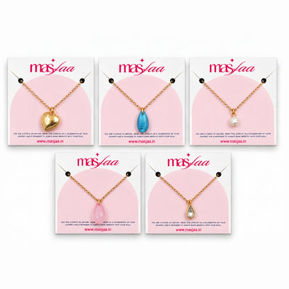 Masfaa Women's 5 Piece Assorted Pendant Necklace Set with Delicate Chains