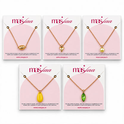 Masfaa Women's 5 Piece Assorted Pendant Necklace Set with Adjustable Chains