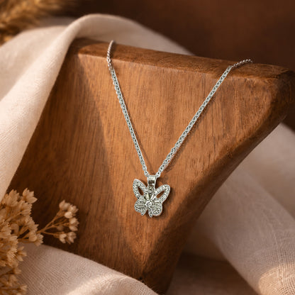 Silver Crystal Butterfly Pendant Necklace