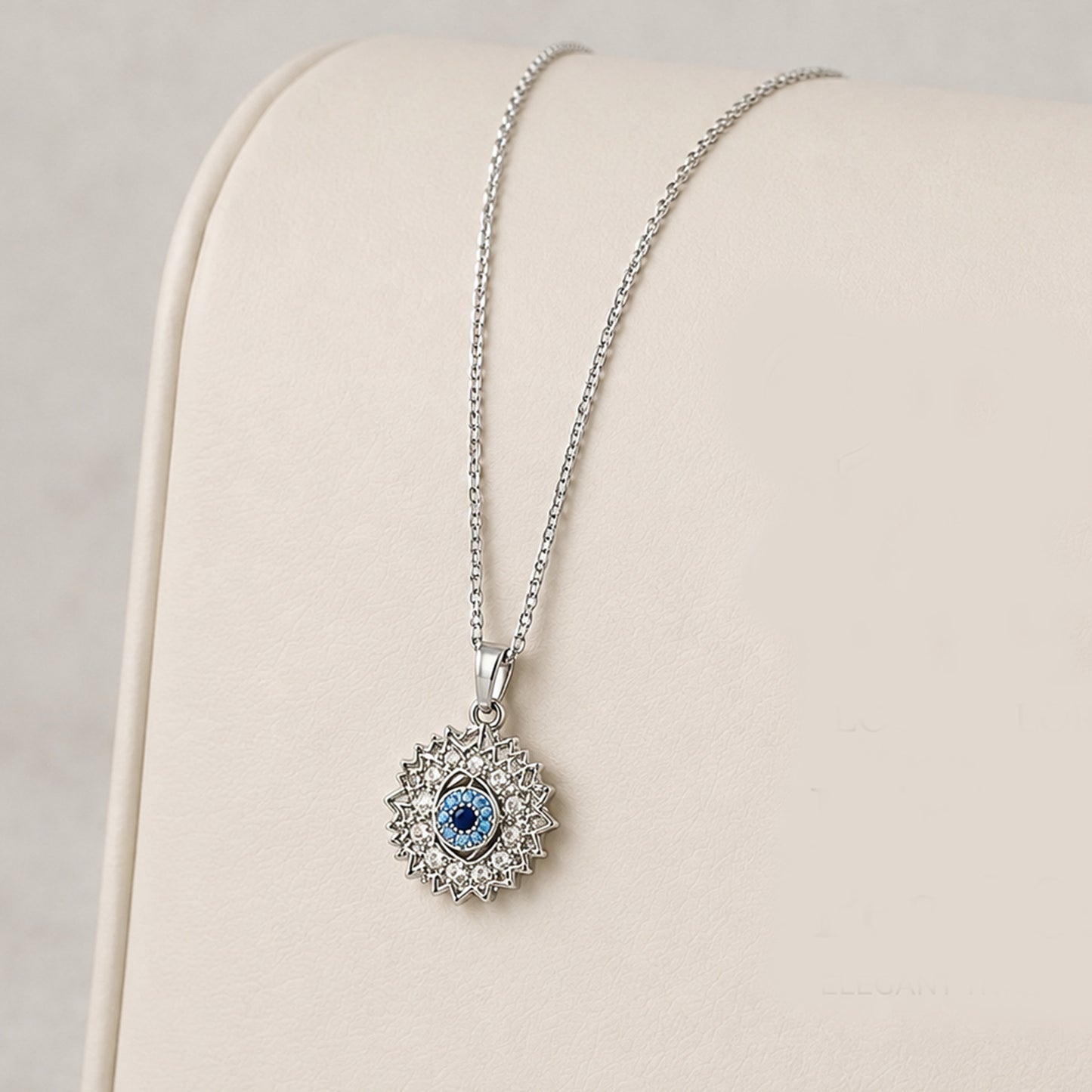 Silver Crystal Evil Eye Pendant Necklace