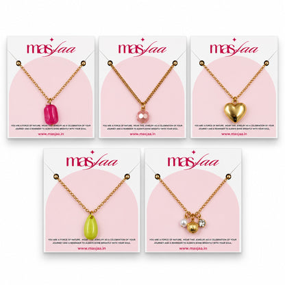 Masfaa Women's 5 Piece Assorted Pendant Necklace Set with Delicate Chains