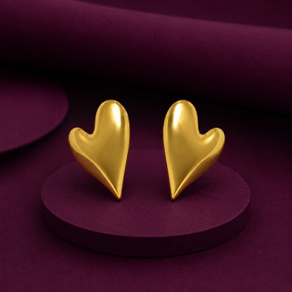 Gold Heart Stud Earrings
