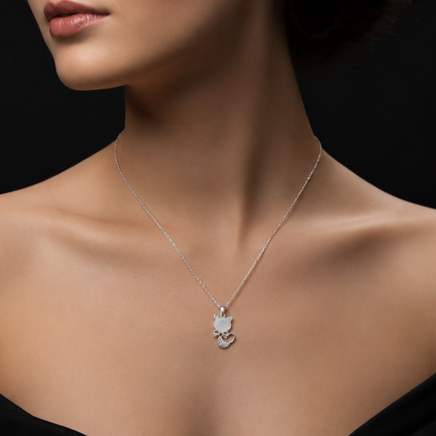 Silver Plated Cat Pendant Necklace