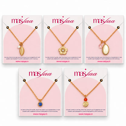 Masfaa Women's 5 Piece Assorted Pendant Necklace Set with Delicate Chains