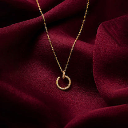 Gold Crystal Open Circle Pendant Necklace