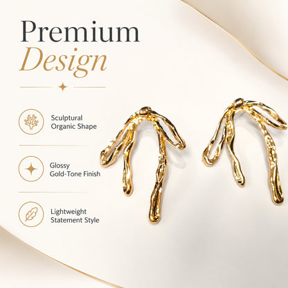 Gold plated organic drop earrings with open loop design