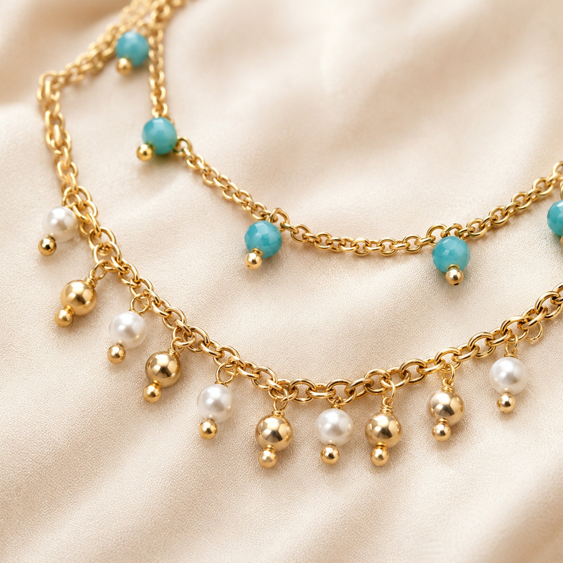 Lightweight gold plated beaded necklace for gifting and casual wear