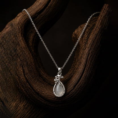 Silver Teardrop Moonstone Pendant Necklace