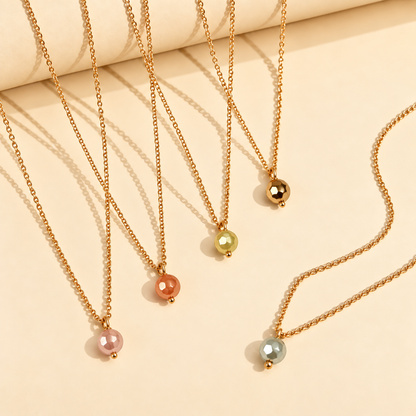 Masfaa Women's 5 Piece Faceted Bead Pendant Necklace Set with Delicate Chains