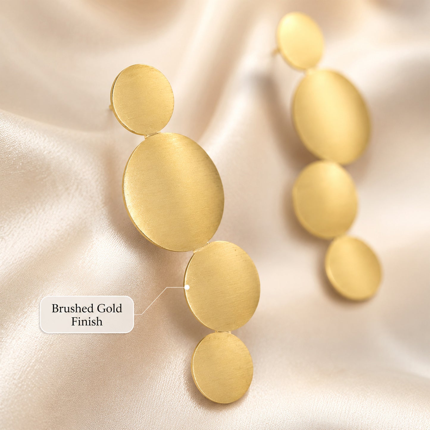Brass Gold-Tone Graduated Disc Drop Earrings