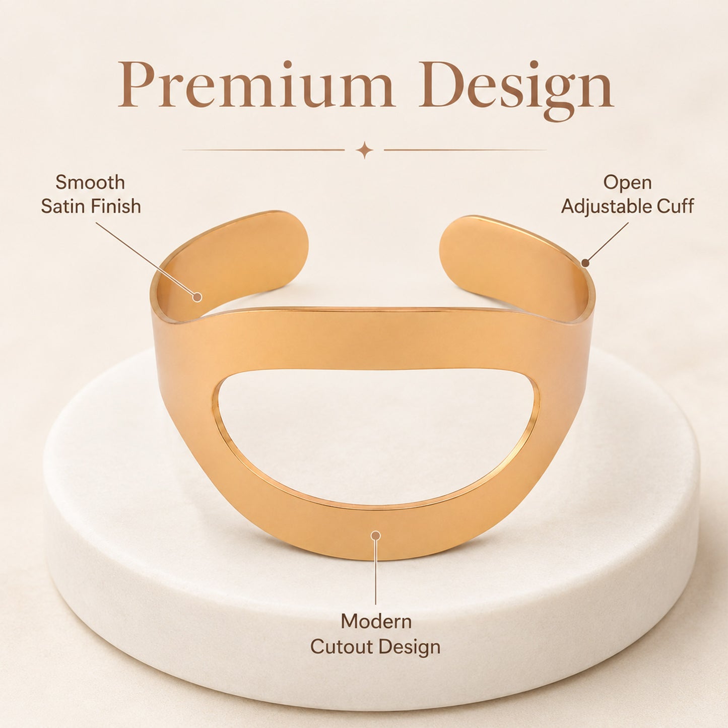 Rose Gold Cutout Open Cuff Bracelet
