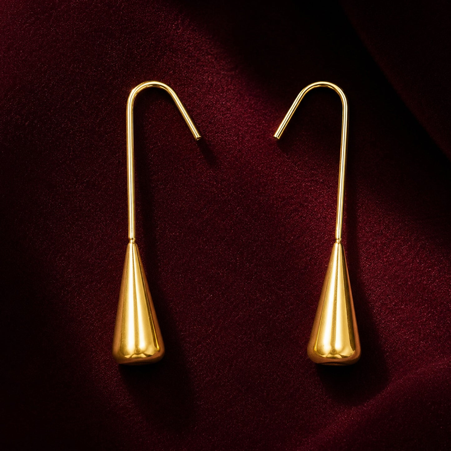 Gold Cone Drop Threader Earrings