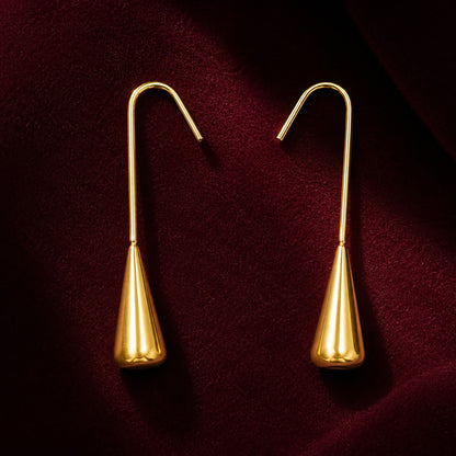 Gold Cone Drop Threader Earrings