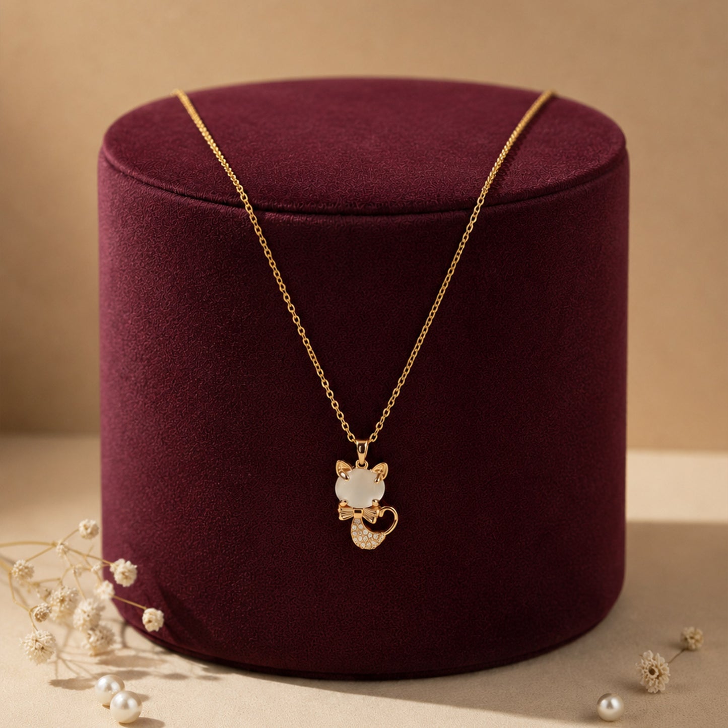 Rose Gold Cat Pendant Necklace