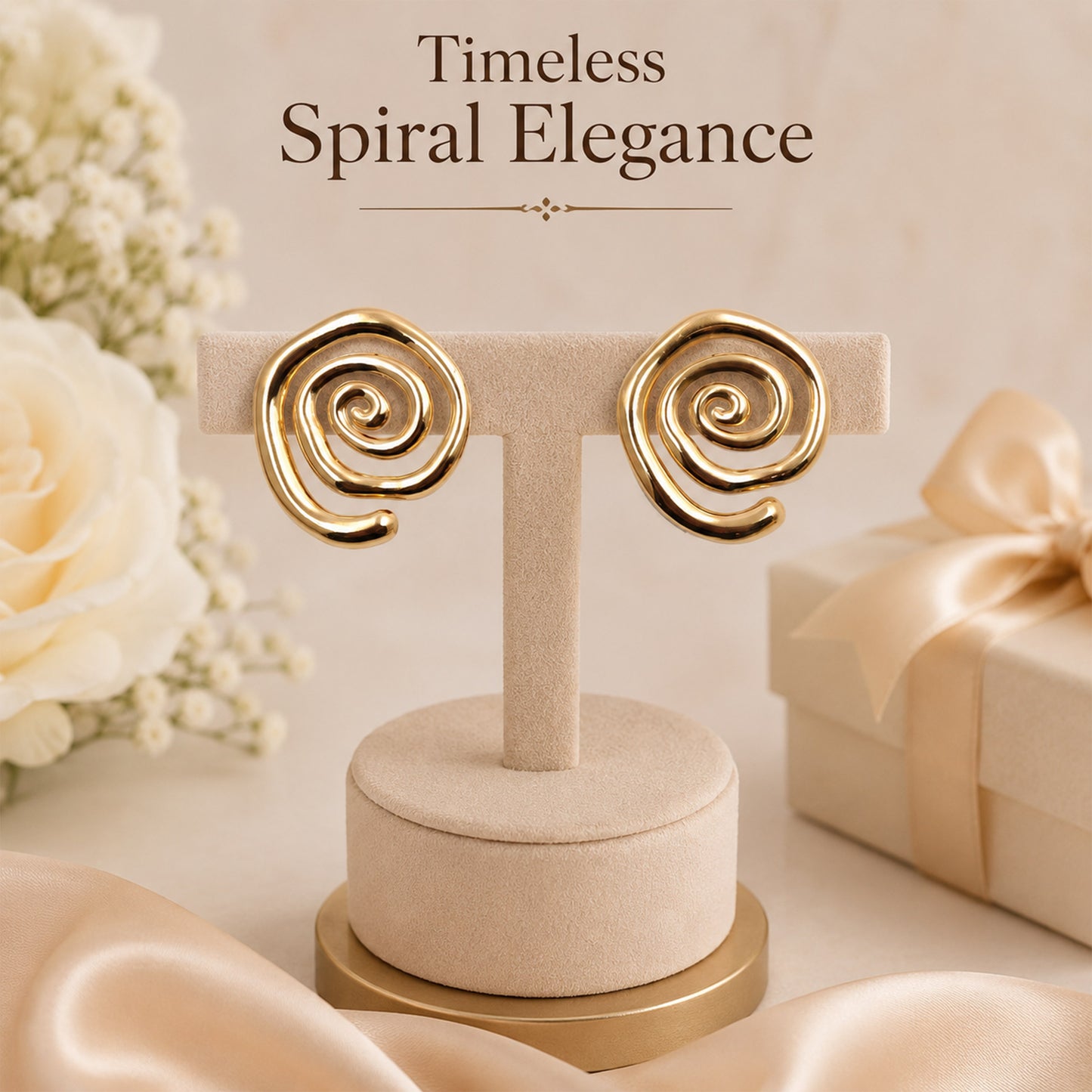 Gold-Tone Spiral Statement Earrings