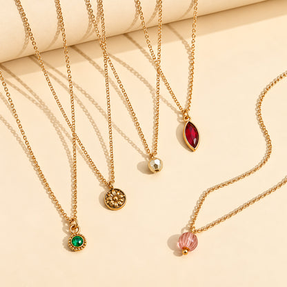 Masfaa Women's 5 Piece Pendant Necklace Set with Chains