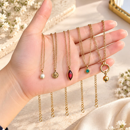 Masfaa Women's 5 Piece Assorted Pendant Necklace Set with Delicate Chains