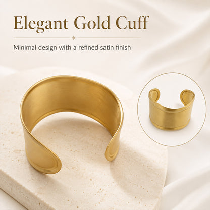 Brass Minimalist Wide Open Cuff Statement Bracelet