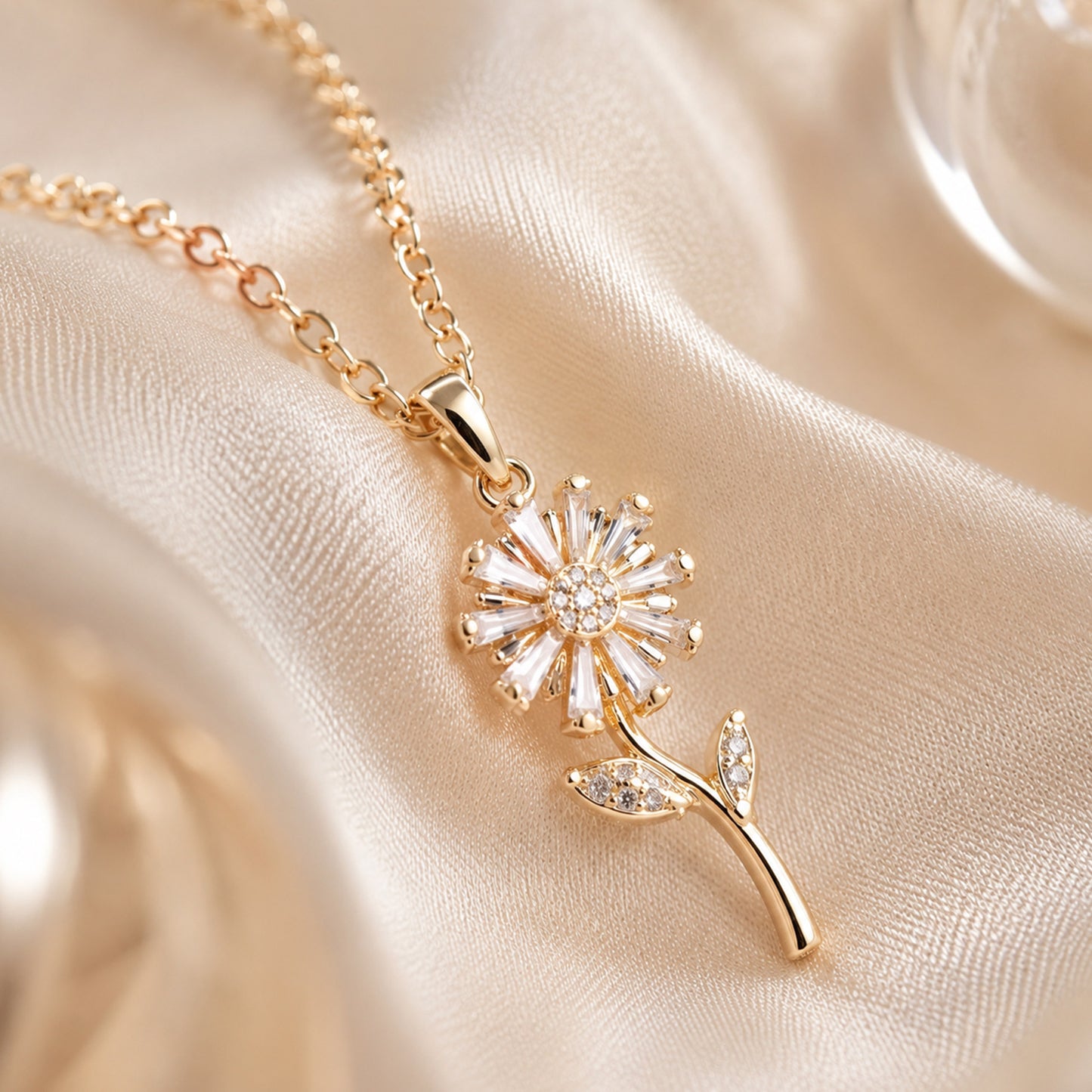 Gold Plated Floral Pendant Necklace